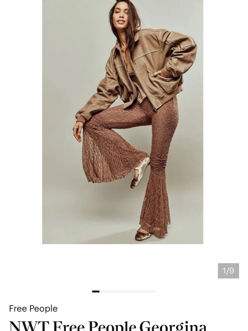 Free People Brown Textured Flare Pants
